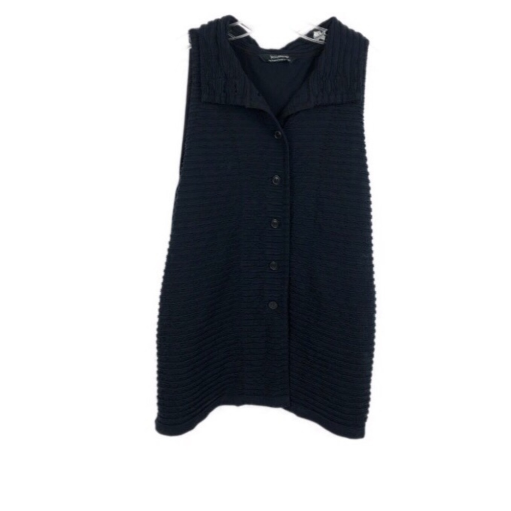 Yacco Maricard Blue Button Horizontal Stitch Vest